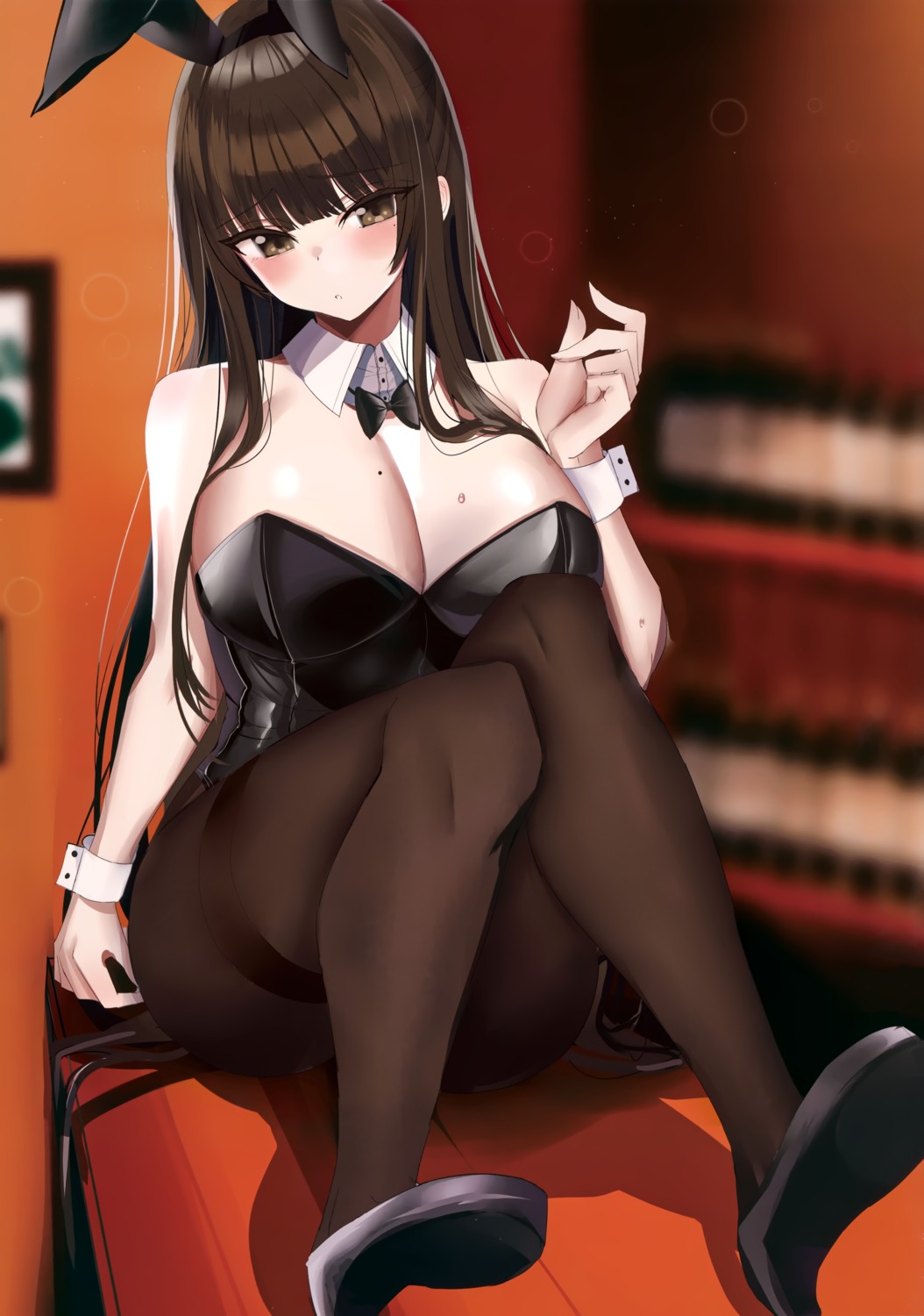 animal_ears bunny_ears bunny_girl hanasaka_houcha heels no_bra pantyhose