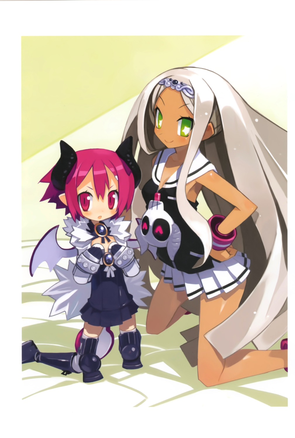 disgaea disgaea_3 harada_takehito horns overfiltered raspberyl sapphire_rhodonite seifuku tail wings