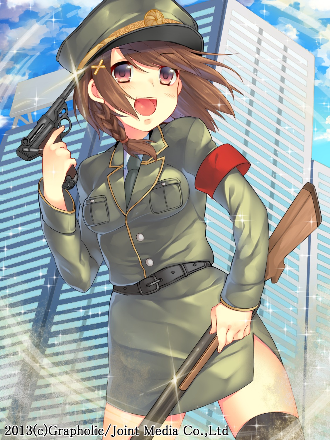 akashi_(akashimichi) gun thighhighs uniform