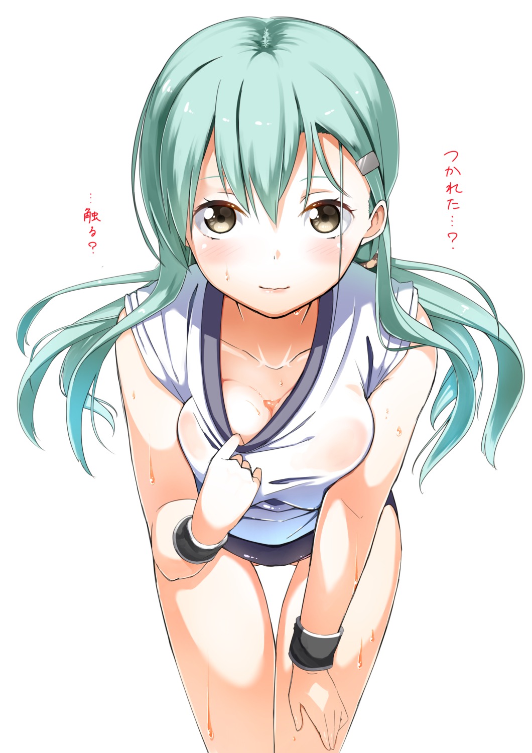 buruma byte_(allbyte) cleavage gym_uniform kantai_collection suzuya_(kancolle) wet_clothes