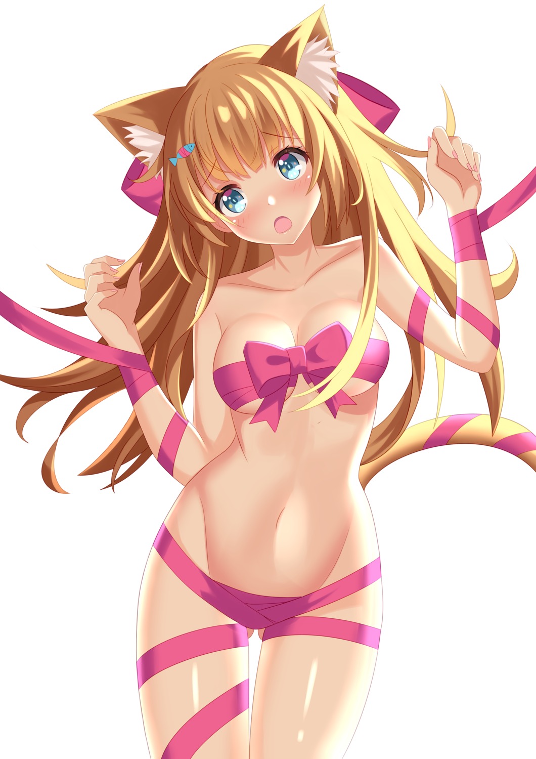 animal_ears bondage hanazono_serena hanazono_serena_(channel) naked_ribbon nekomimi tail the_des_alizes