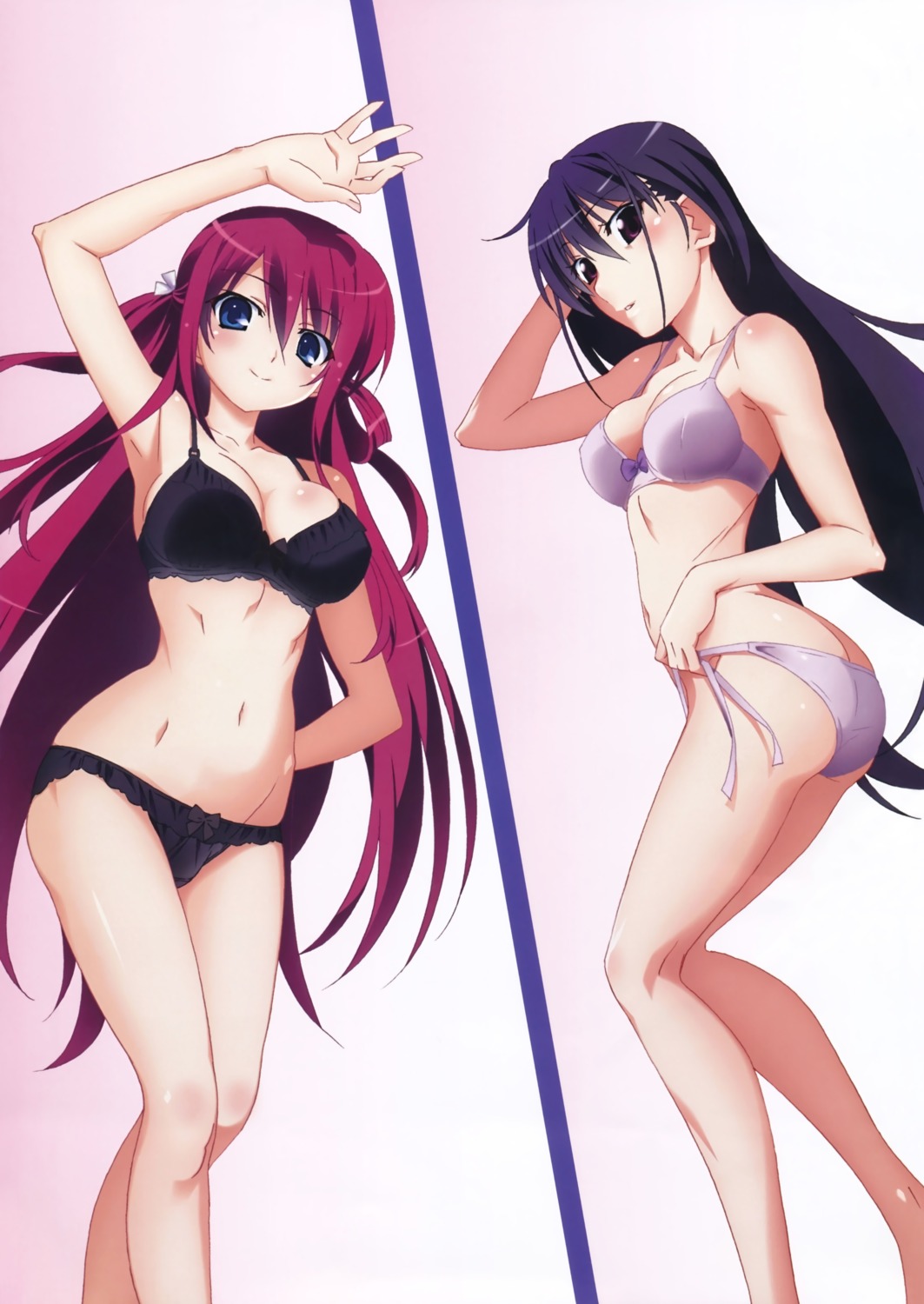 ass bra cleavage grisaia grisaia_no_kajitsu pantsu sakaki_yumiko string_panties suou_amane undressing