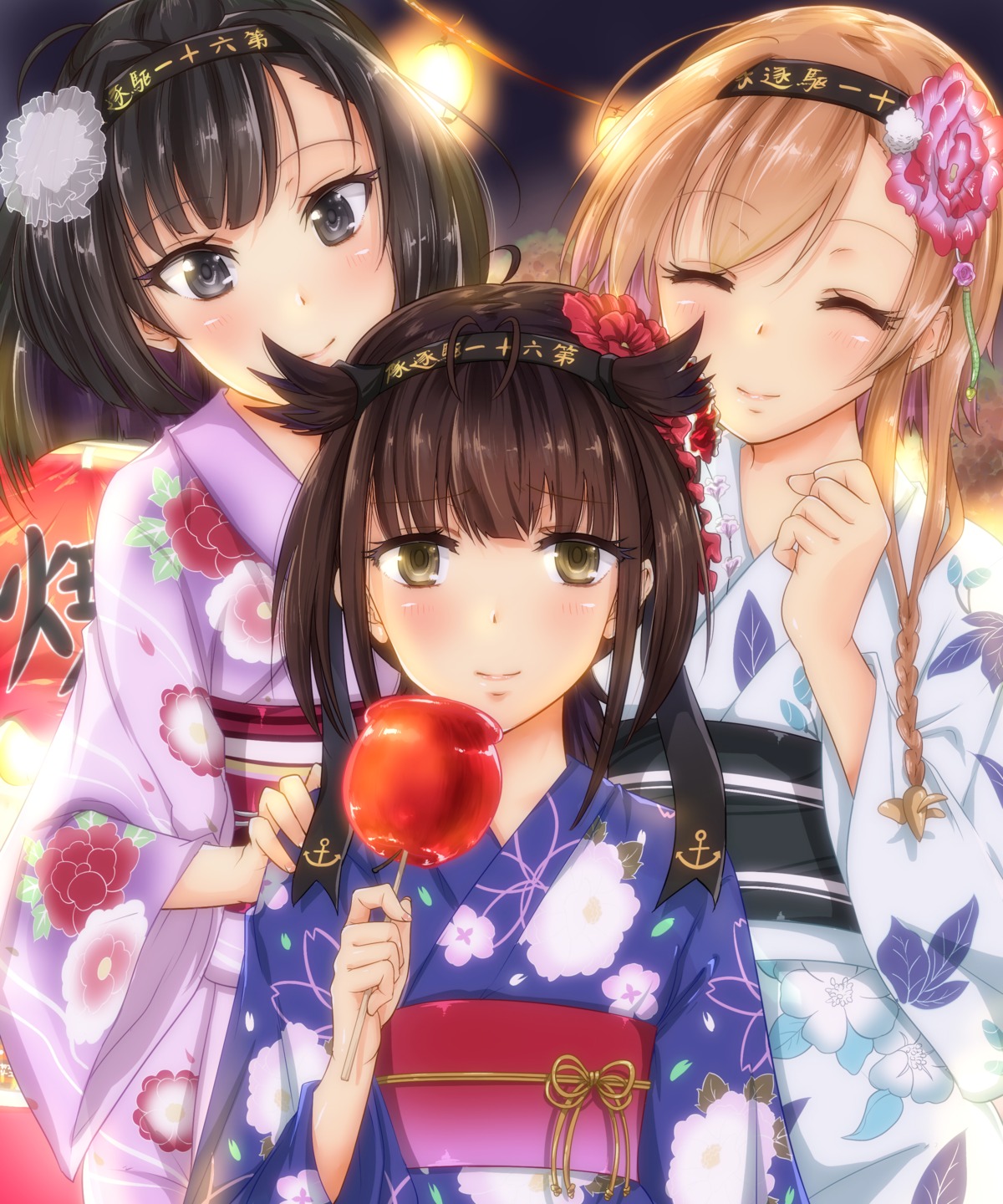 akizuki_(kancolle) hatsuzuki_(kancolle) kantai_collection kimono sarfata teruzuki_(kancolle)