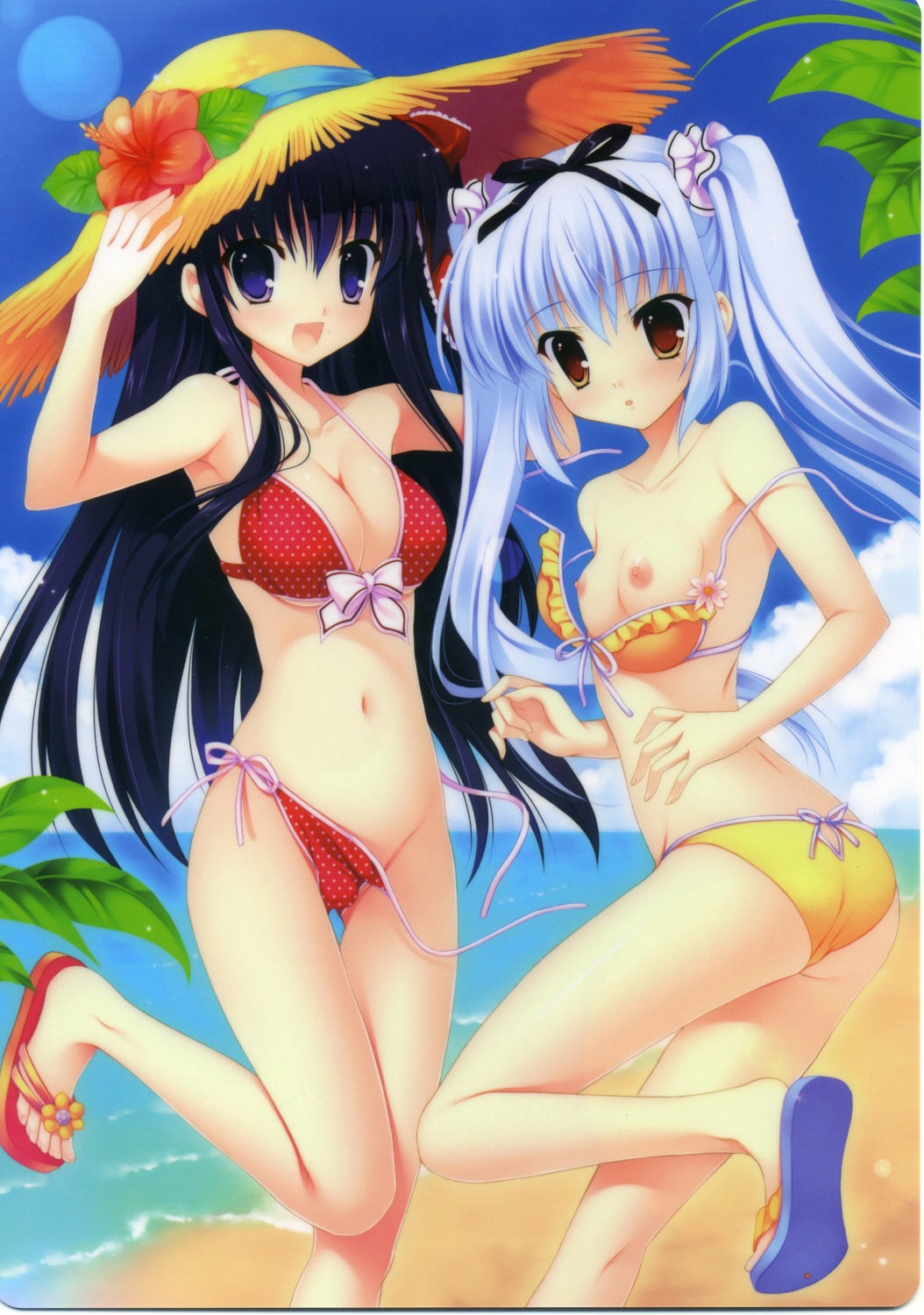 ass bikini breasts cleavage cropme kusunoki_kukune mitha nanawind nipples scanning_dust swimsuits wardrobe_malfunction yuyukana yuyuzuki_ako