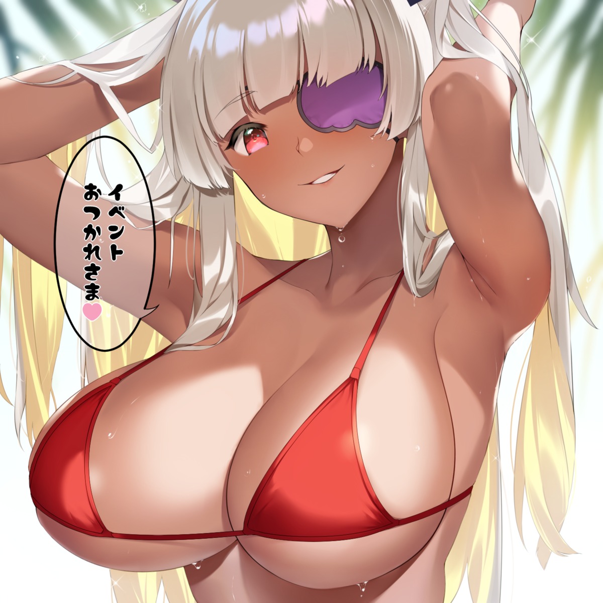 arrow_(tamawo222) bikini_top eyepatch swimsuits wet