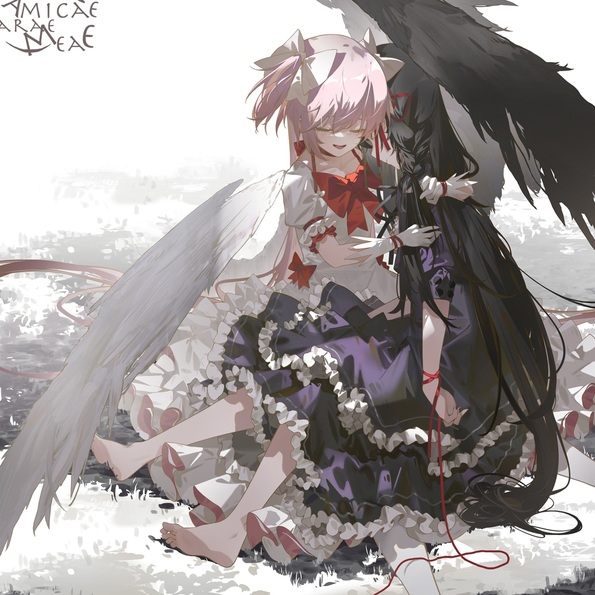 akemi_homura dress kaname_madoka puella_magi_madoka_magica tatatsu ultimate_madoka wings