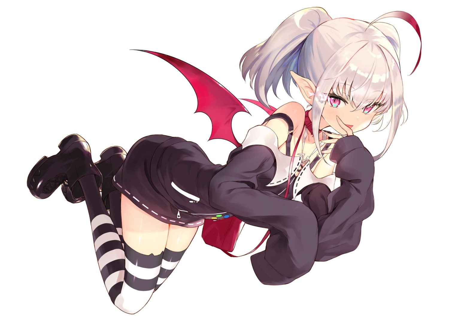 dress miruto_netsuki pointy_ears thighhighs wings