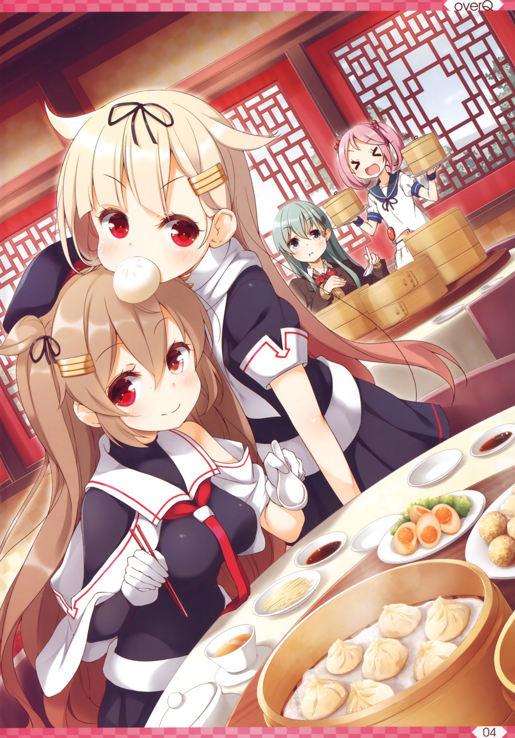 kantai_collection murasame_(kancolle) sazanami_(kancolle) seifuku suzuya_(kancolle) yume_no_owari yuudachi_(kancolle)