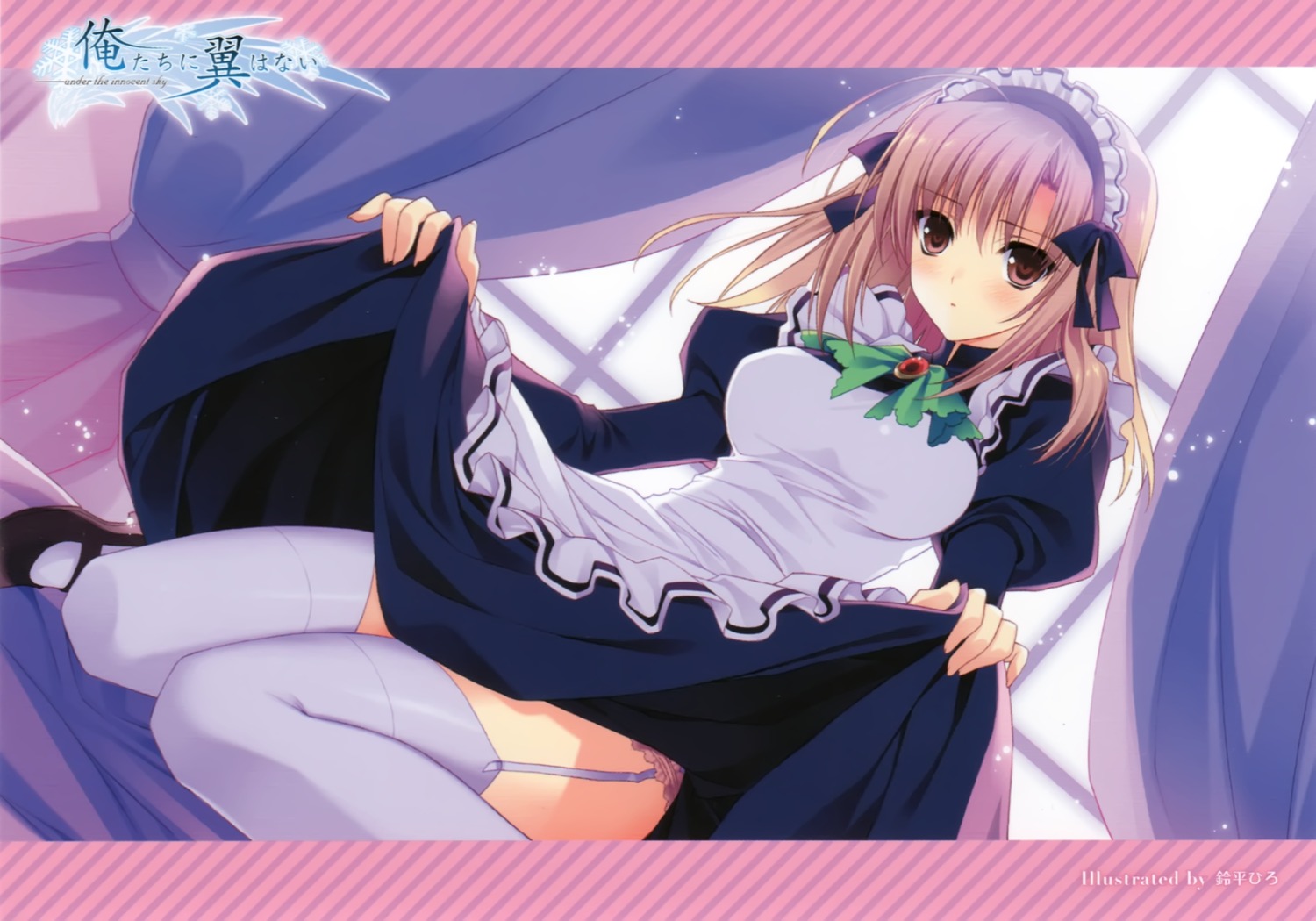 maid oretachi_ni_tsubasa_wa_nai skirt_lift stockings suzuhira_hiro tamaizumi_hiyoko thighhighs