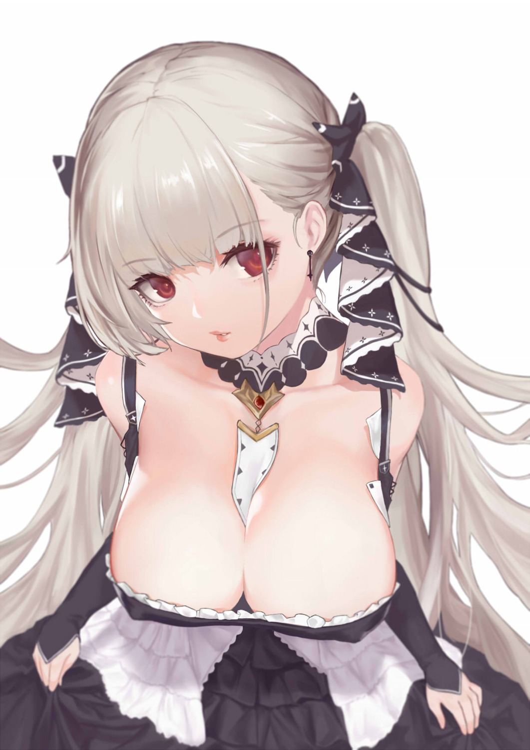 azur_lane cleavage dress erect_nipples formidable_(azur_lane) gothic_lolita lolita_fashion no_bra shou_xun_bu_liang