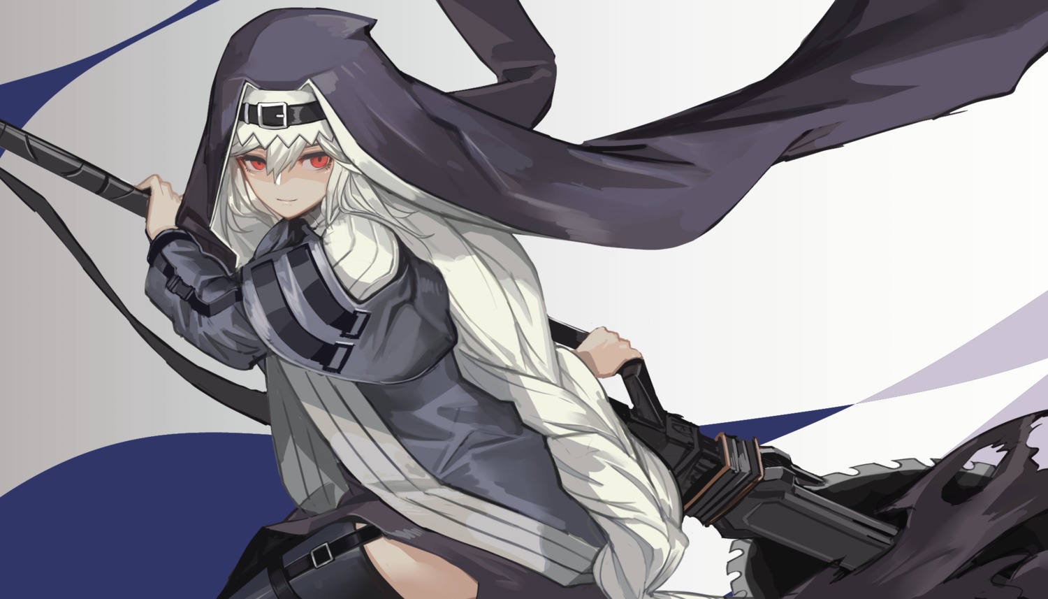 arknights fixro2n garter nun specter_(arknights) stockings thighhighs weapon