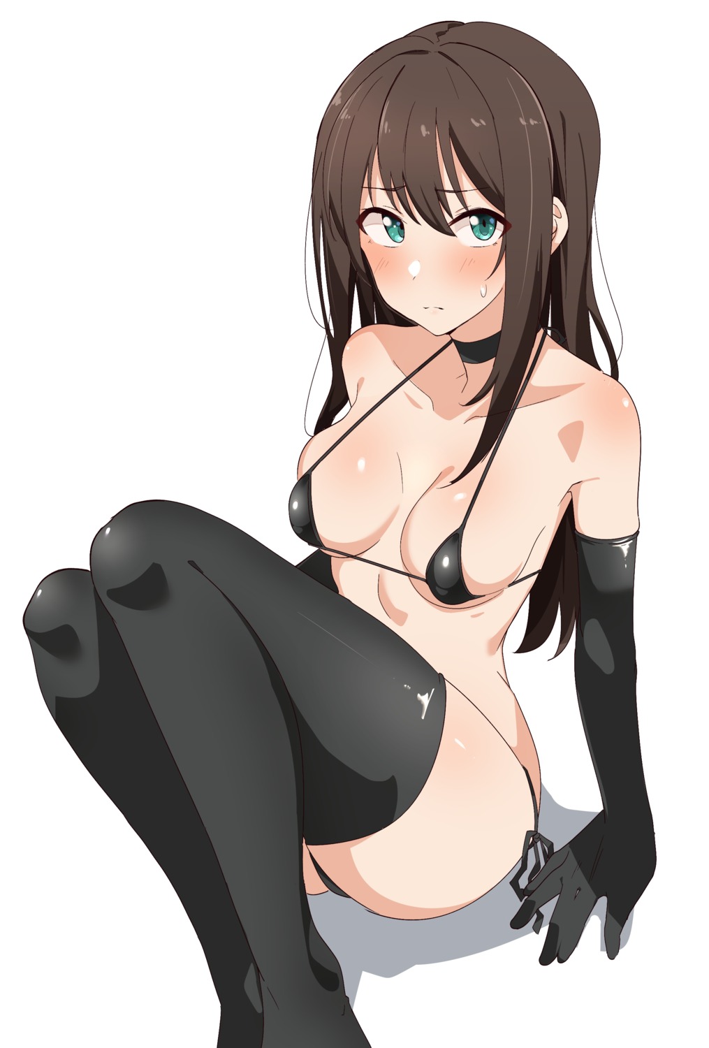 bikini erect_nipples seihekiog shibuya_rin swimsuits the_idolm@ster the_idolm@ster_cinderella_girls thighhighs thong