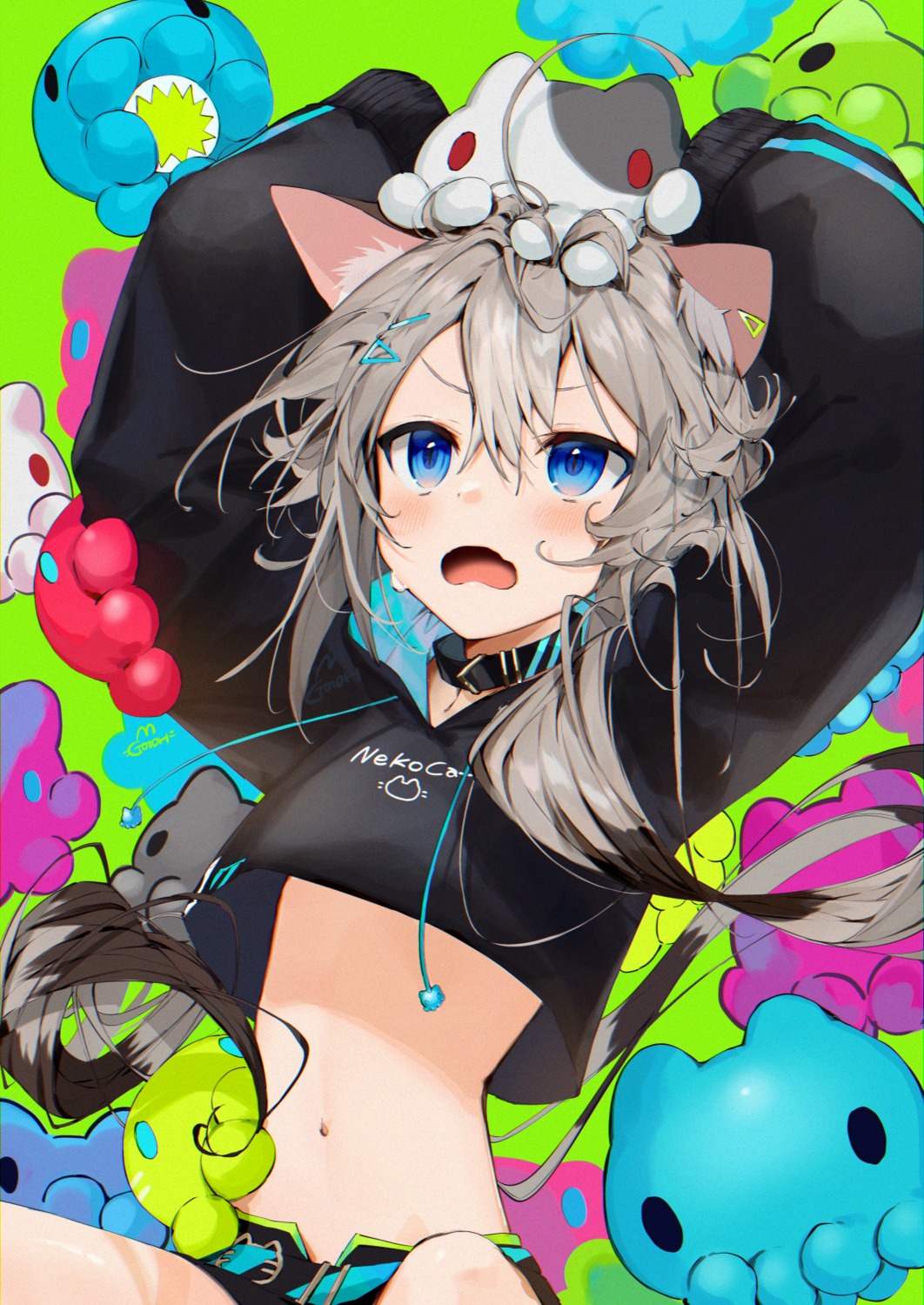 animal_ears gotou_(nekocat) loli nekomimi shirt_lift tail