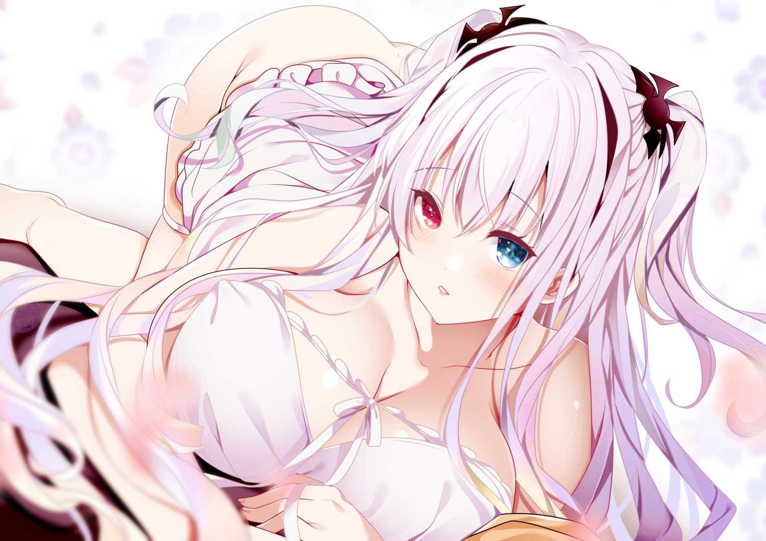 azur_lane bottomless elbing_(azur_lane) garter heterochromia lingerie origami_aya