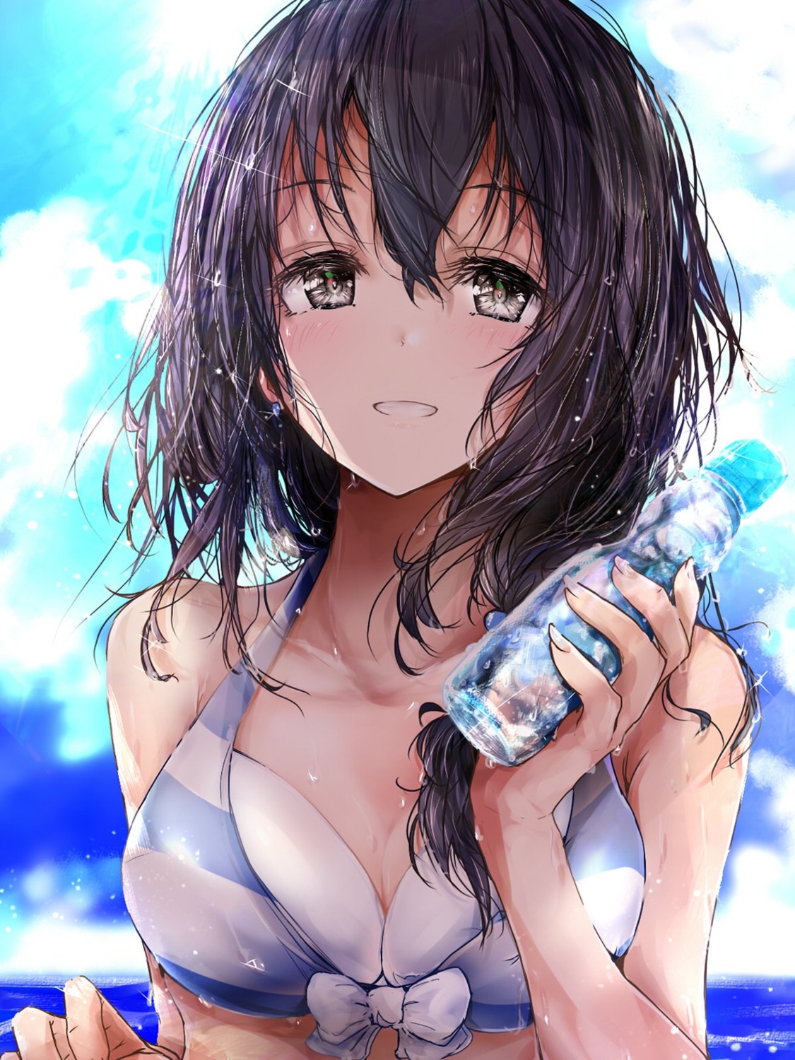 bikini_top cleavage fujiwara_hajime redeyehare swimsuits the_idolm@ster the_idolm@ster_cinderella_girls wet