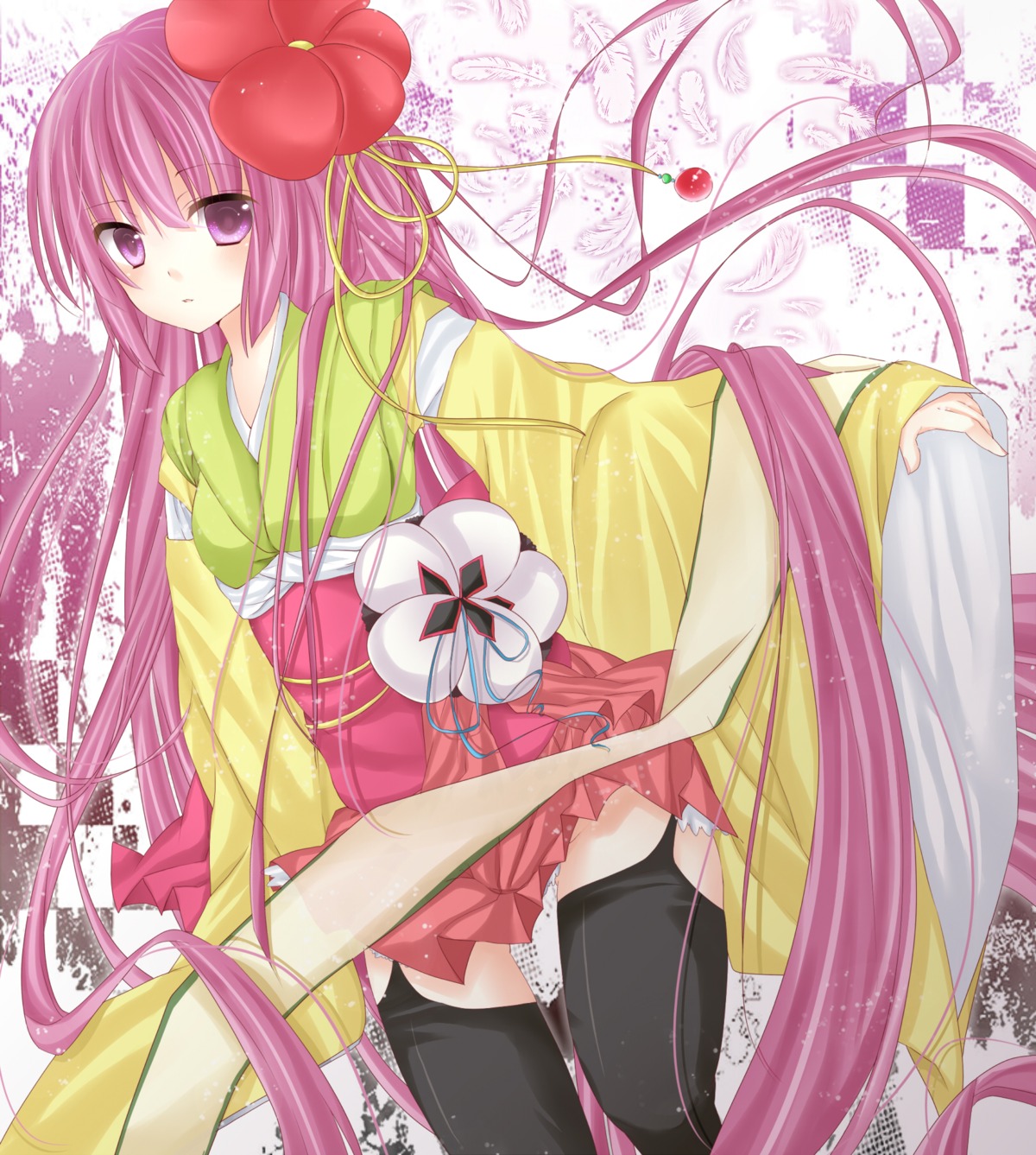 hieda_no_akyuu sugisono_hinano thighhighs touhou yukata