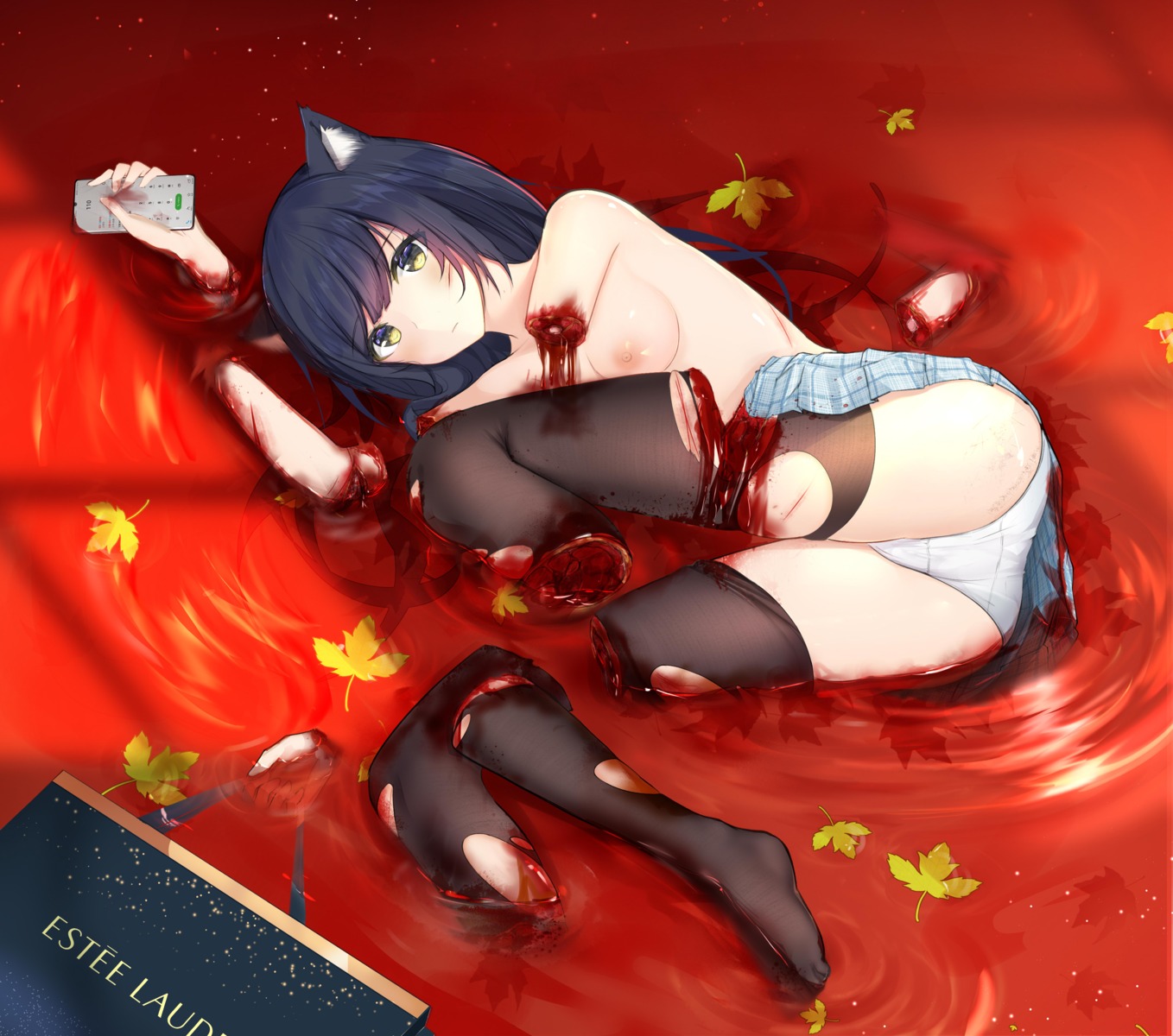 animal_ears blood extreme_content guro nipples pantsu seifuku skirt_lift thighhighs topless torn_clothes wyvern_s4