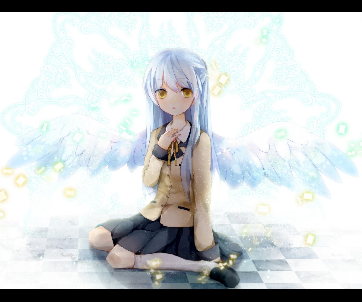 angel_beats! mikanniro seifuku tachibana_kanade wings