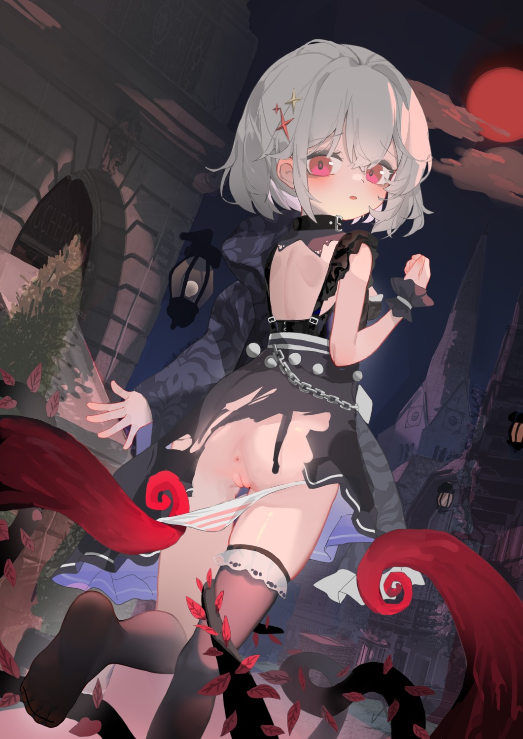 anus ass feet kele_mimi loli pantsu panty_pull shimapan skirt_lift tentacles thighhighs torn_clothes uncensored