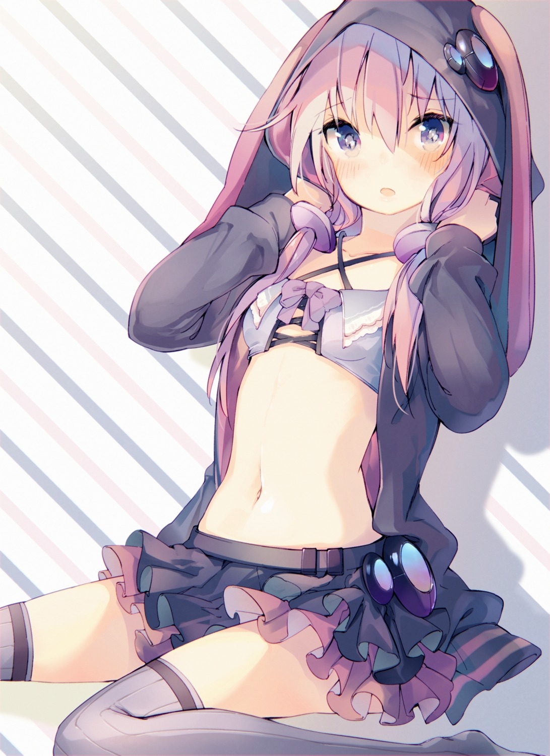 mizuya open_shirt thighhighs vocaloid yuzuki_yukari