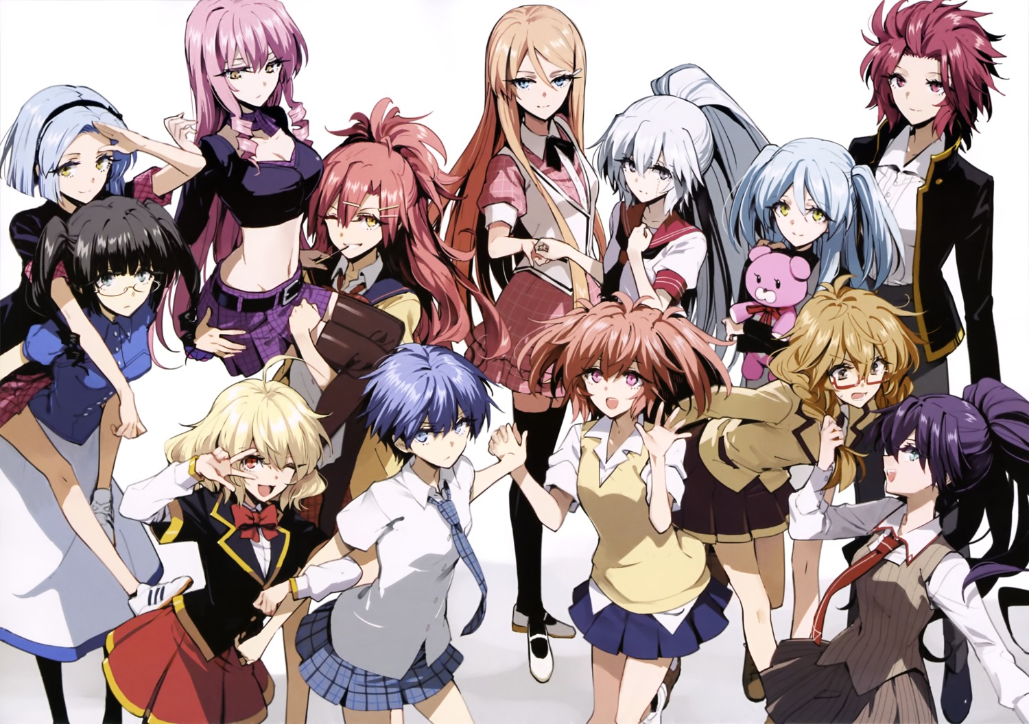 akuma_no_riddle azuma_tokaku banba_mahiru/shin'ya cleavage hanabusa_sumireko hashiri_nio ichinose_haru inukai_isuke kaminaga_kouko kenmochi_shiena kirigaya_hitsugi megane minakata_sunao namatame_chitaru sagae_haruki seifuku shuto_suzu takechi_otoya thighhighs