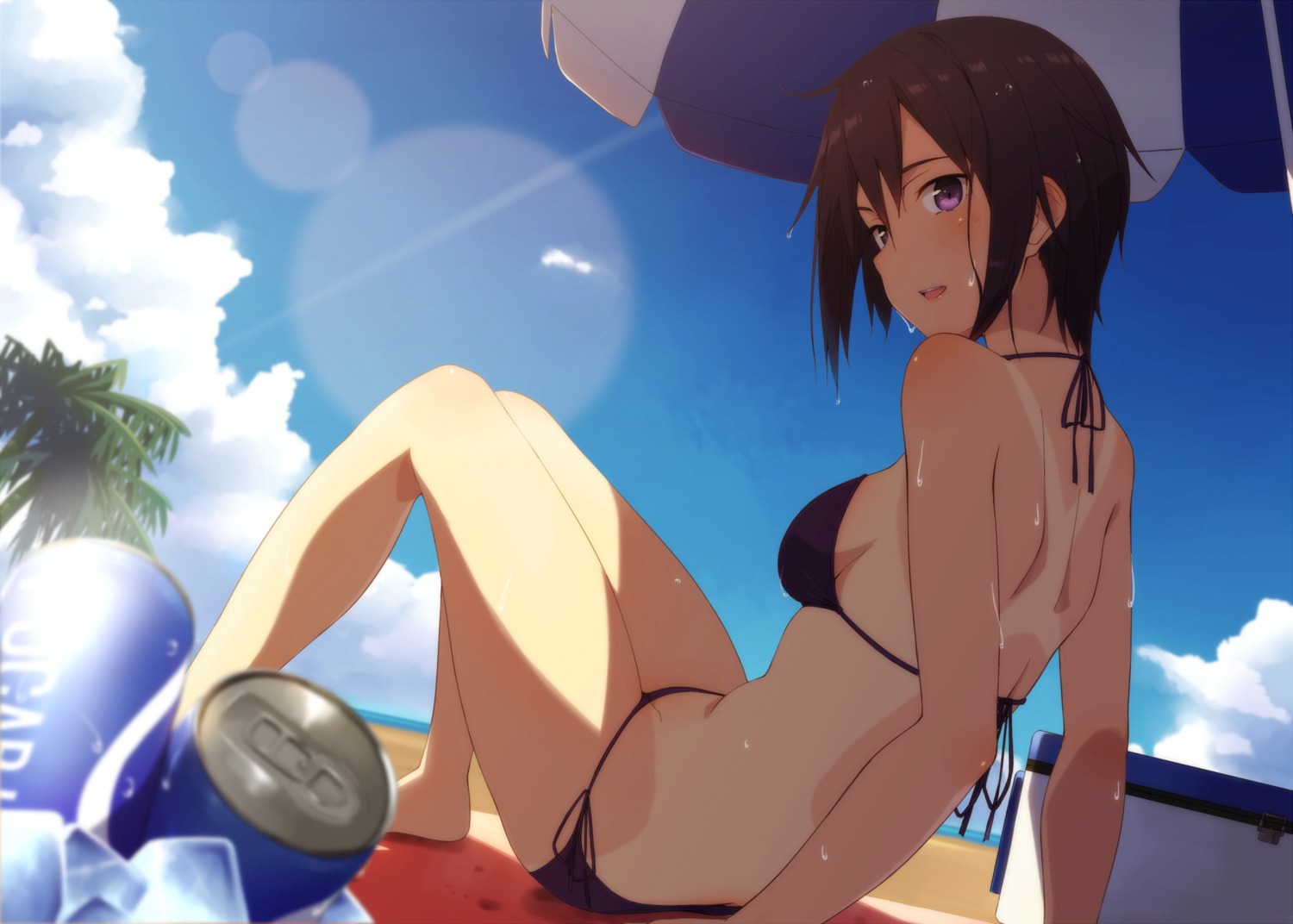 bikini kinta_(distortion) swimsuits tan_lines wet