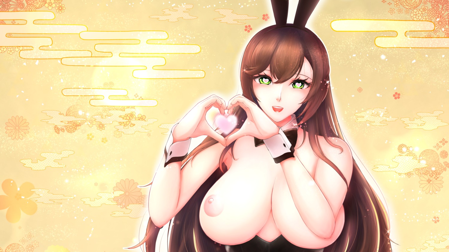 animal_ears breasts bunny_ears bunny_girl edwardapcychu nipples no_bra wallpaper