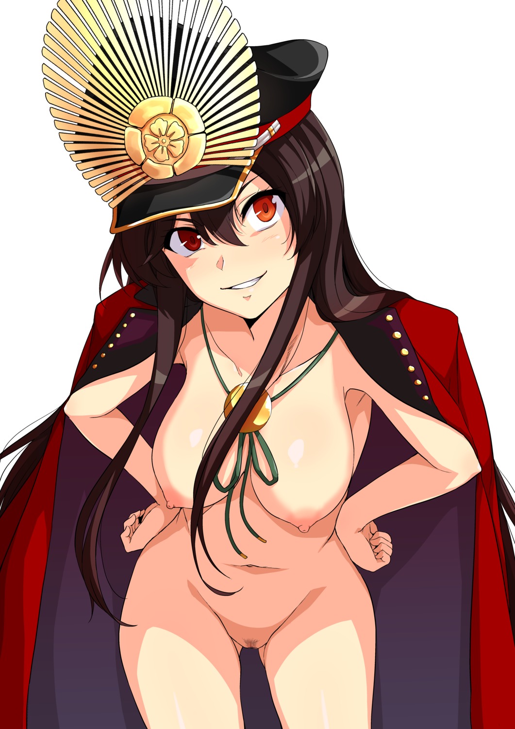 censored fate/grand_order haruhisky naked_cape nipples oda_nobunaga_(fate) pubic_hair pussy