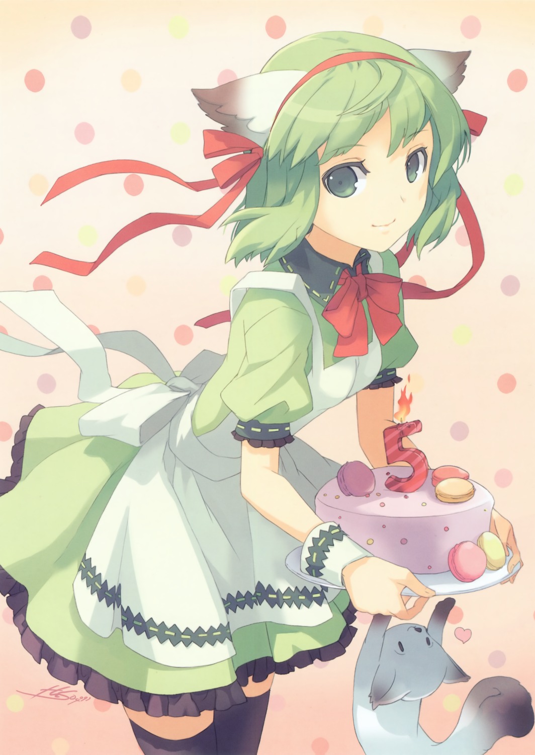 animal_ears greenwood h2so4 maid midori neko nekomimi thighhighs