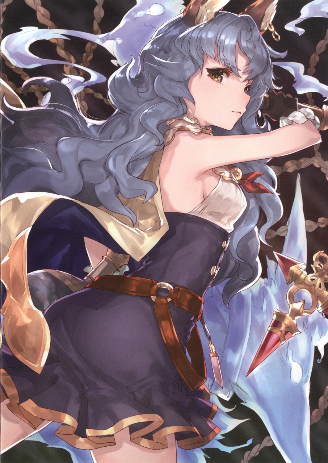 animal_ears dress ferry_(granblue_fantasy) granblue_fantasy no_bra tagme weapon