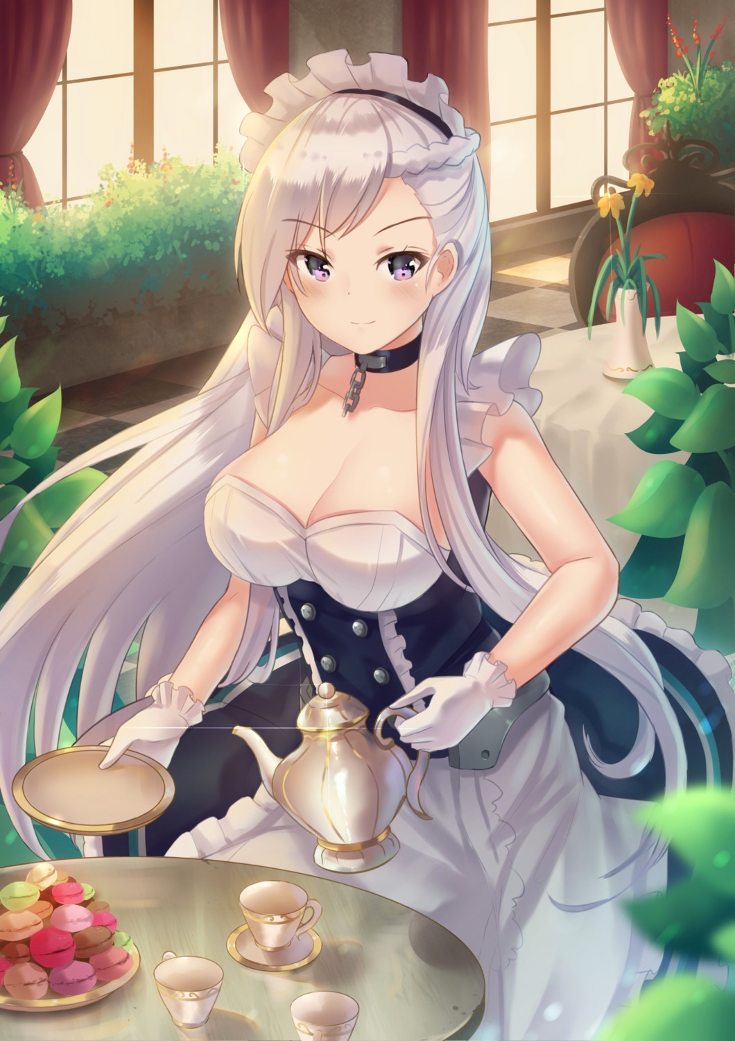 azur_lane belfast_(azur_lane) cleavage holmemee maid