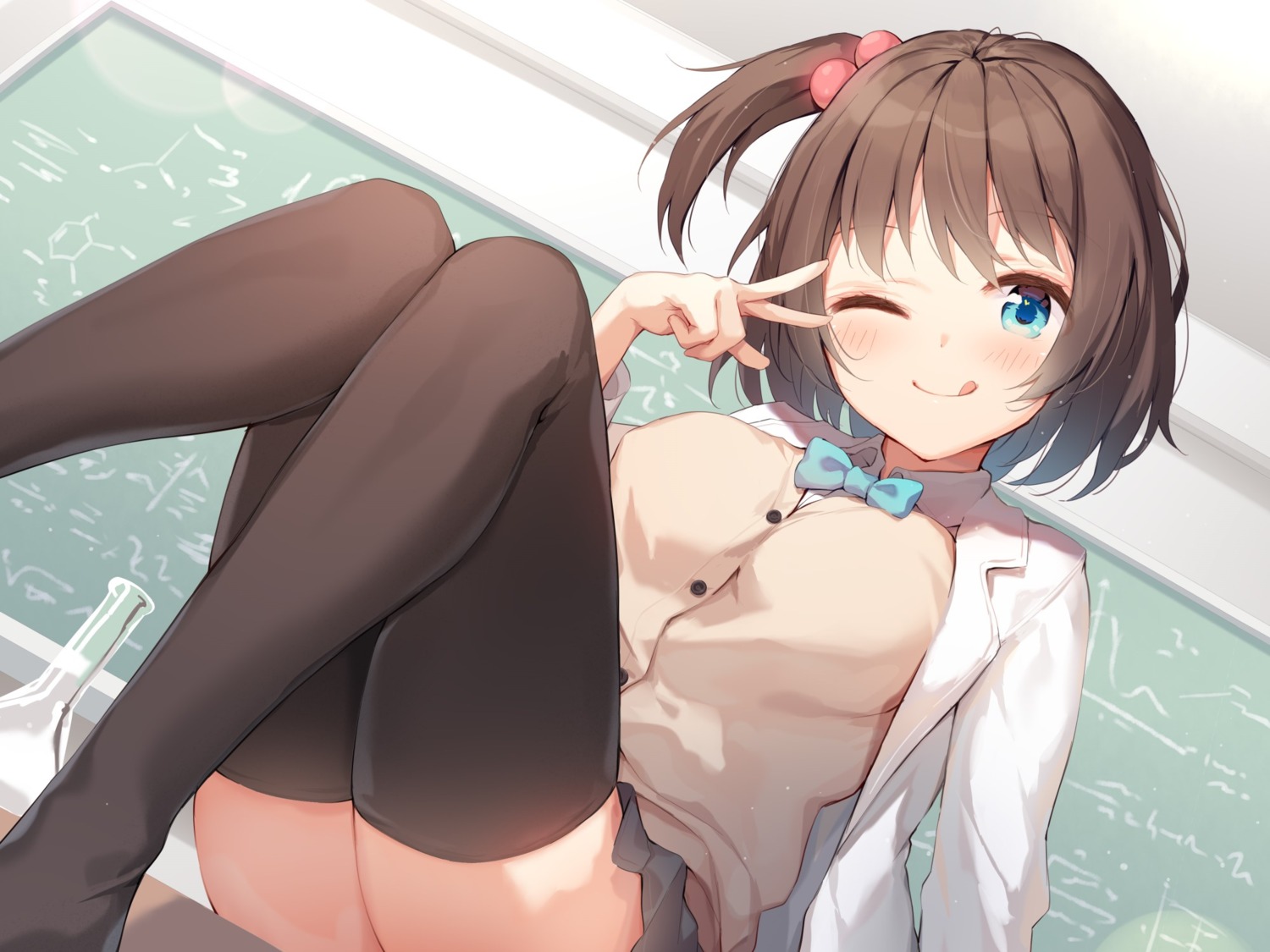 nijihashi_sora seifuku skirt_lift sweater thighhighs