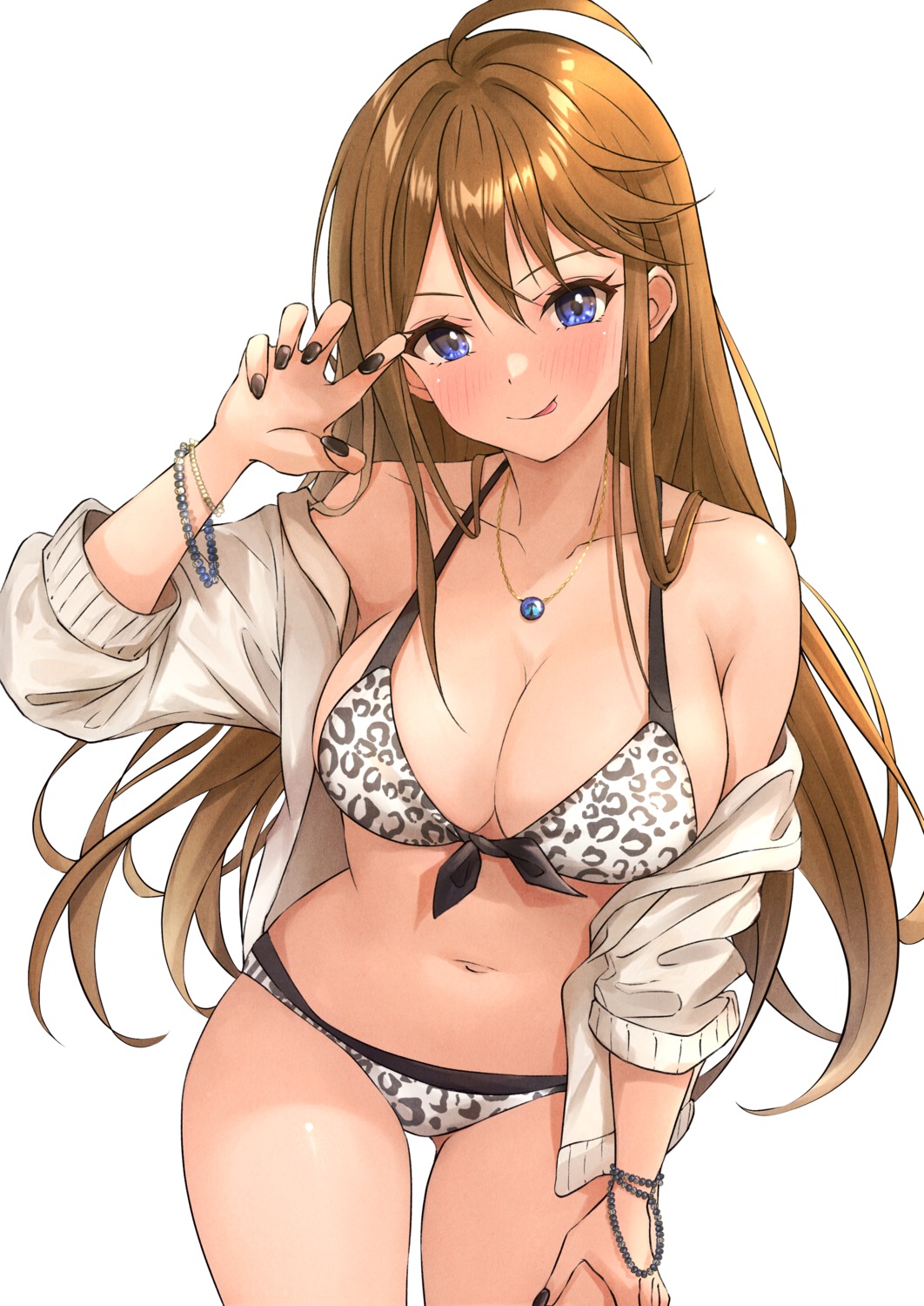 b1ack bikini open_shirt swimsuits the_idolm@ster the_idolm@ster_million_live! tokoro_megumi