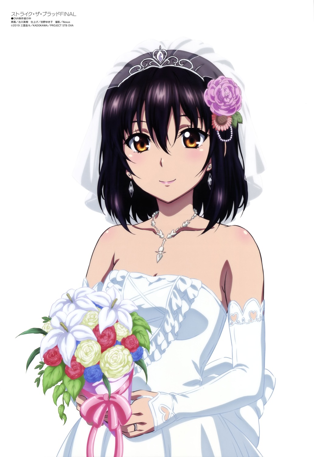 dress furukawa_hideki himeragi_yukina no_bra strike_the_blood wedding_dress