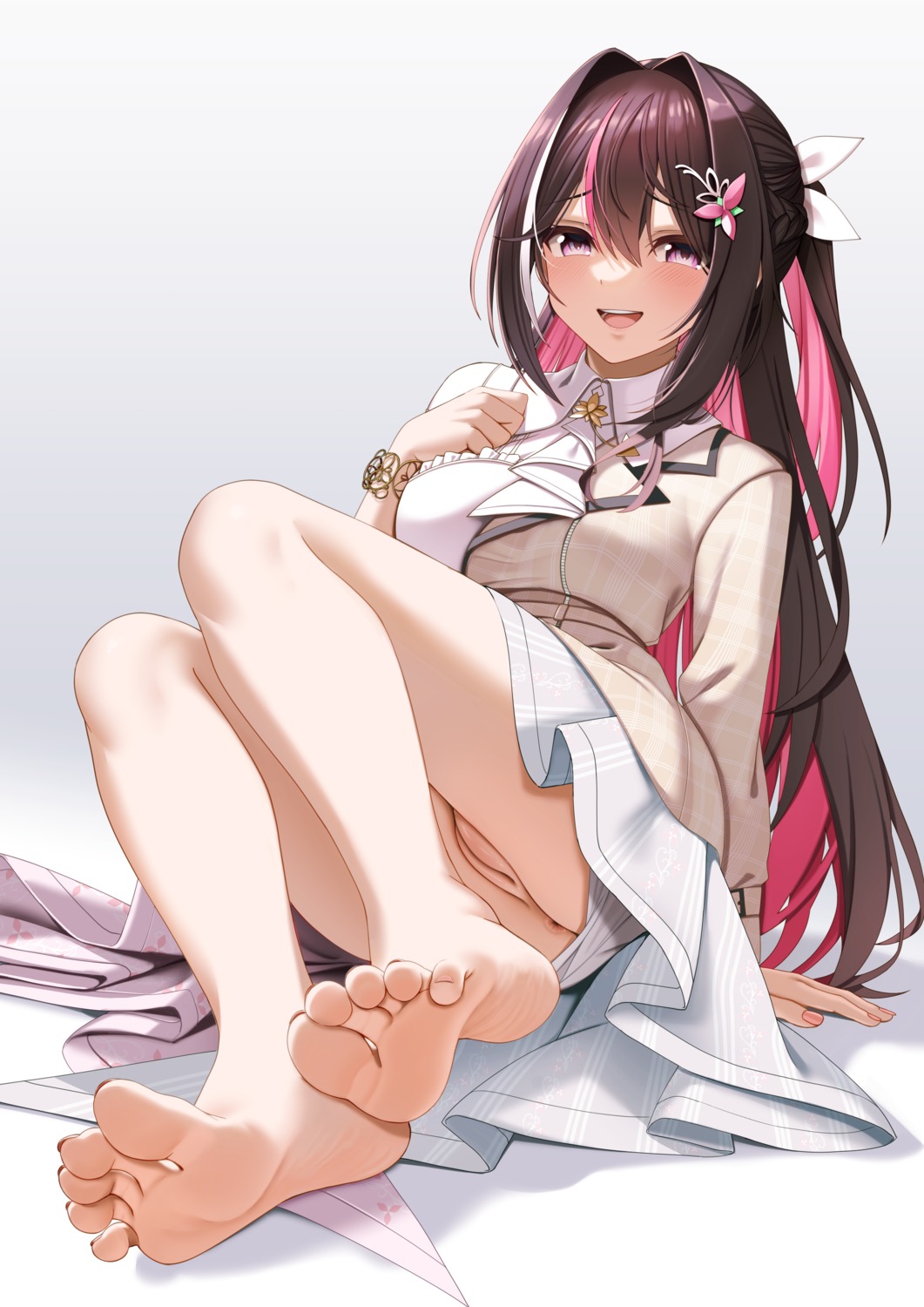 anus azki_(hololive) casino_(casinoep) feet hololive nopan pussy skirt_lift uncensored uniform