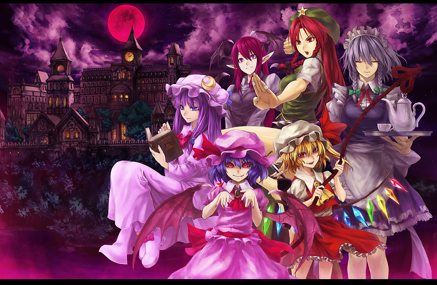 flandre_scarlet guchico hong_meiling izayoi_sakuya koakuma patchouli_knowledge remilia_scarlet touhou