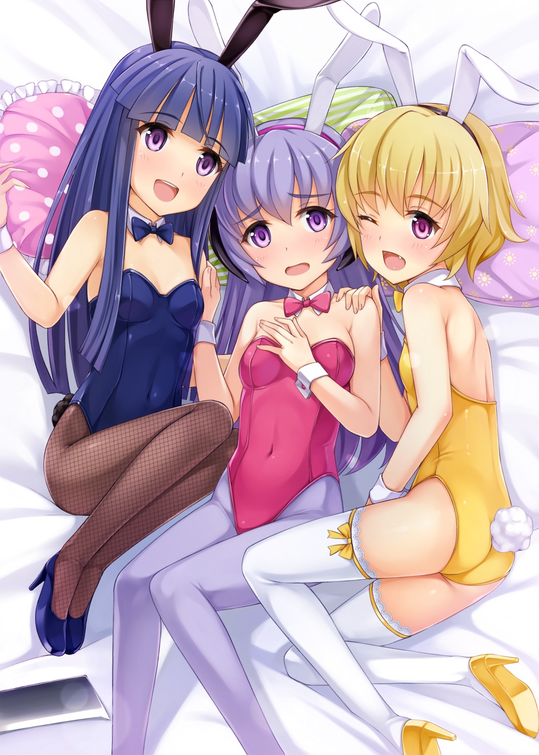 animal_ears ass bunny_ears bunny_girl cleavage fishnets furude_rika hanyuu heels higurashi_no_naku_koro_ni houjou_satoko loli pantyhose tail thighhighs yokaze_japan