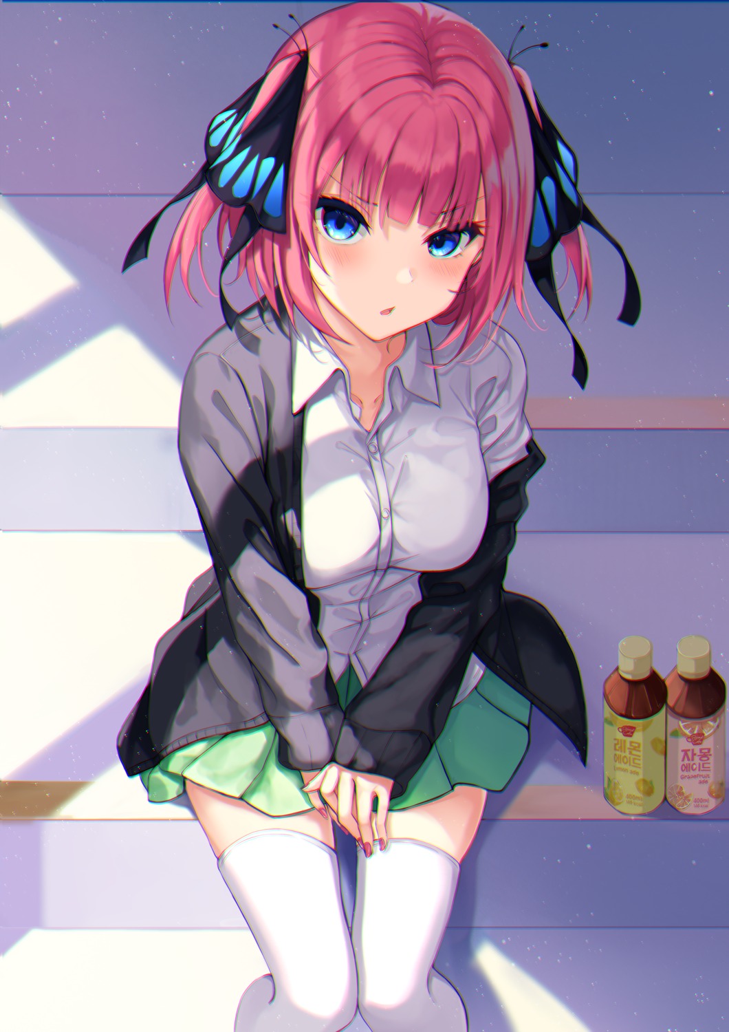 5-toubun_no_hanayome nakano_nino nao_(okt8538) seifuku sweater thighhighs