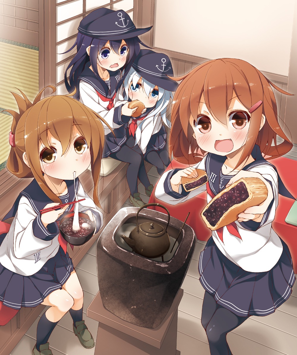 akatsuki_(kancolle) hibiki_(kancolle) ikazuchi_(kancolle) inazuma_(kancolle) kantai_collection pantyhose yume_no_owari