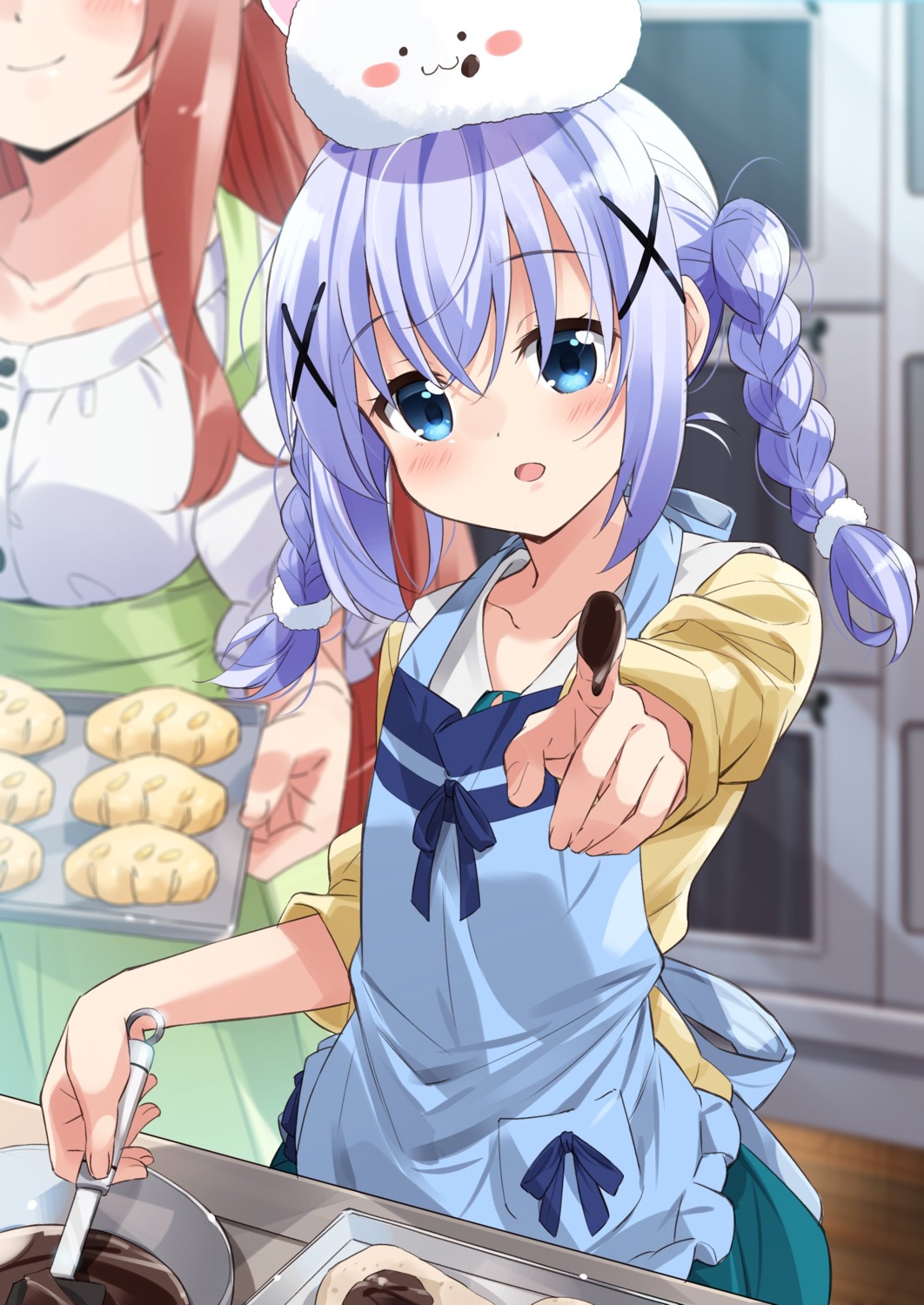 cream gochuumon_wa_usagi_desu_ka? hoto_mocha kafuu_chino moso seifuku sweater tippy_(gochuumon_wa_usagi_desu_ka?)