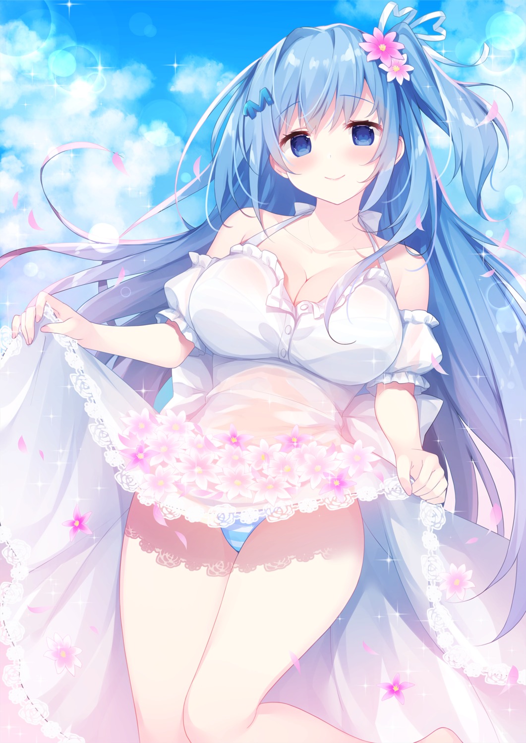 bra cleavage dress emori_miku emori_miku_project miko_92 pantsu see_through shimapan skirt_lift