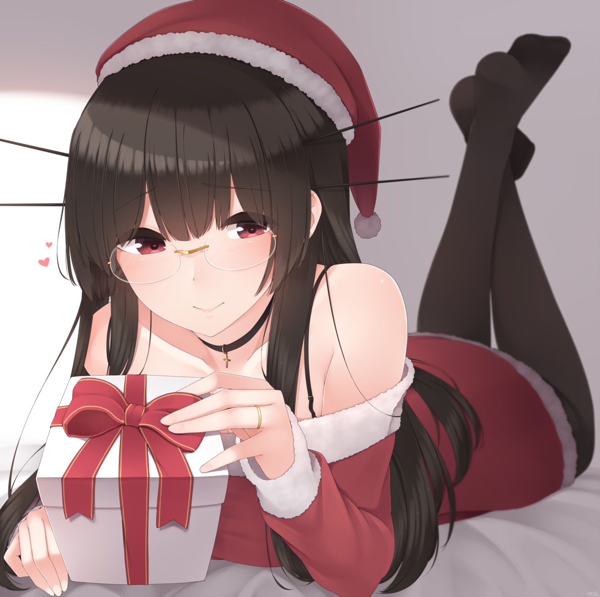 choukai_(kancolle) christmas dress kantai_collection megane pantyhose yukichi_(sukiyaki39)