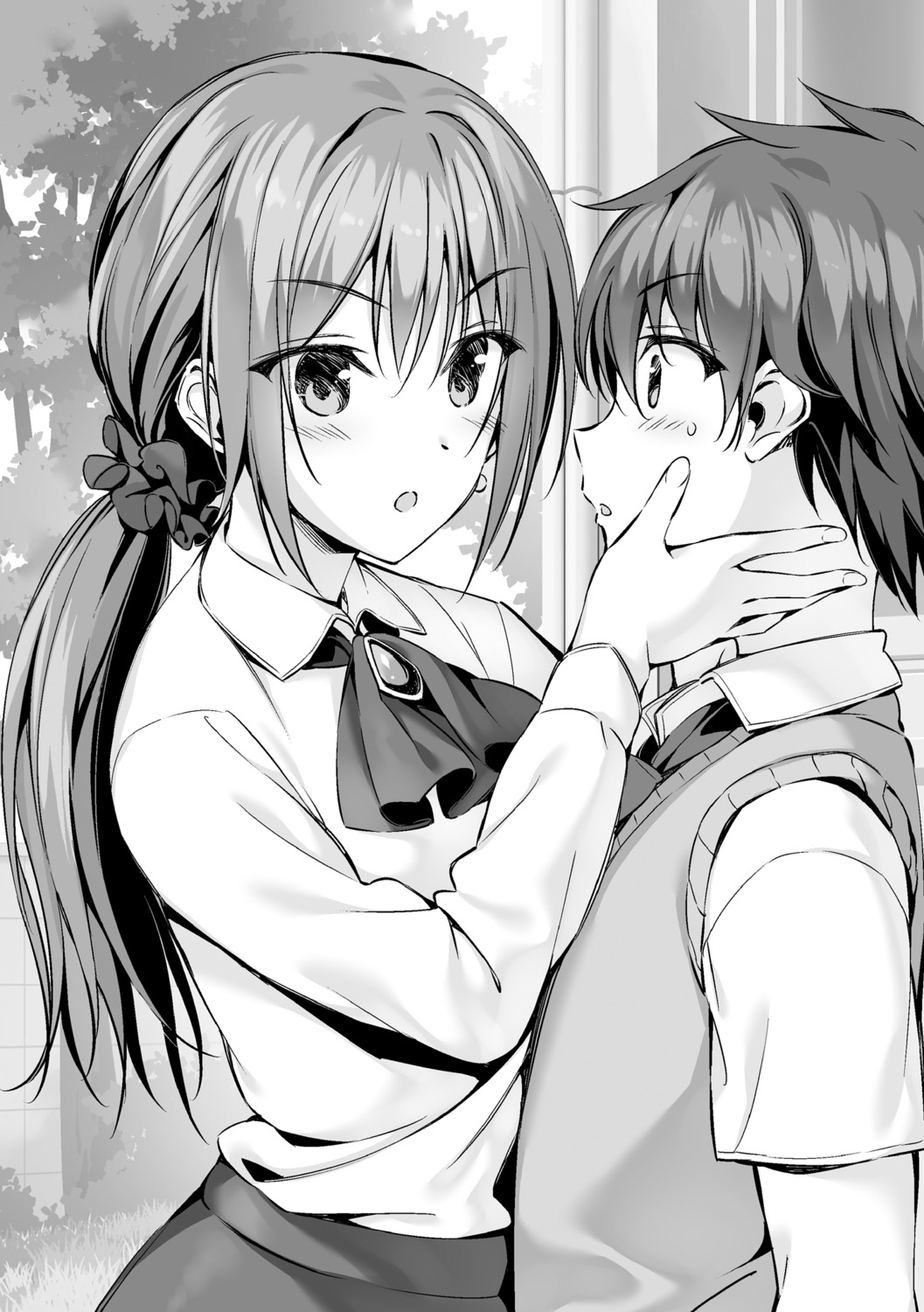 boku_no_kanojo_sensei dress_shirt fujiki_maka monochrome oryou saigi_makoto seifuku sweater