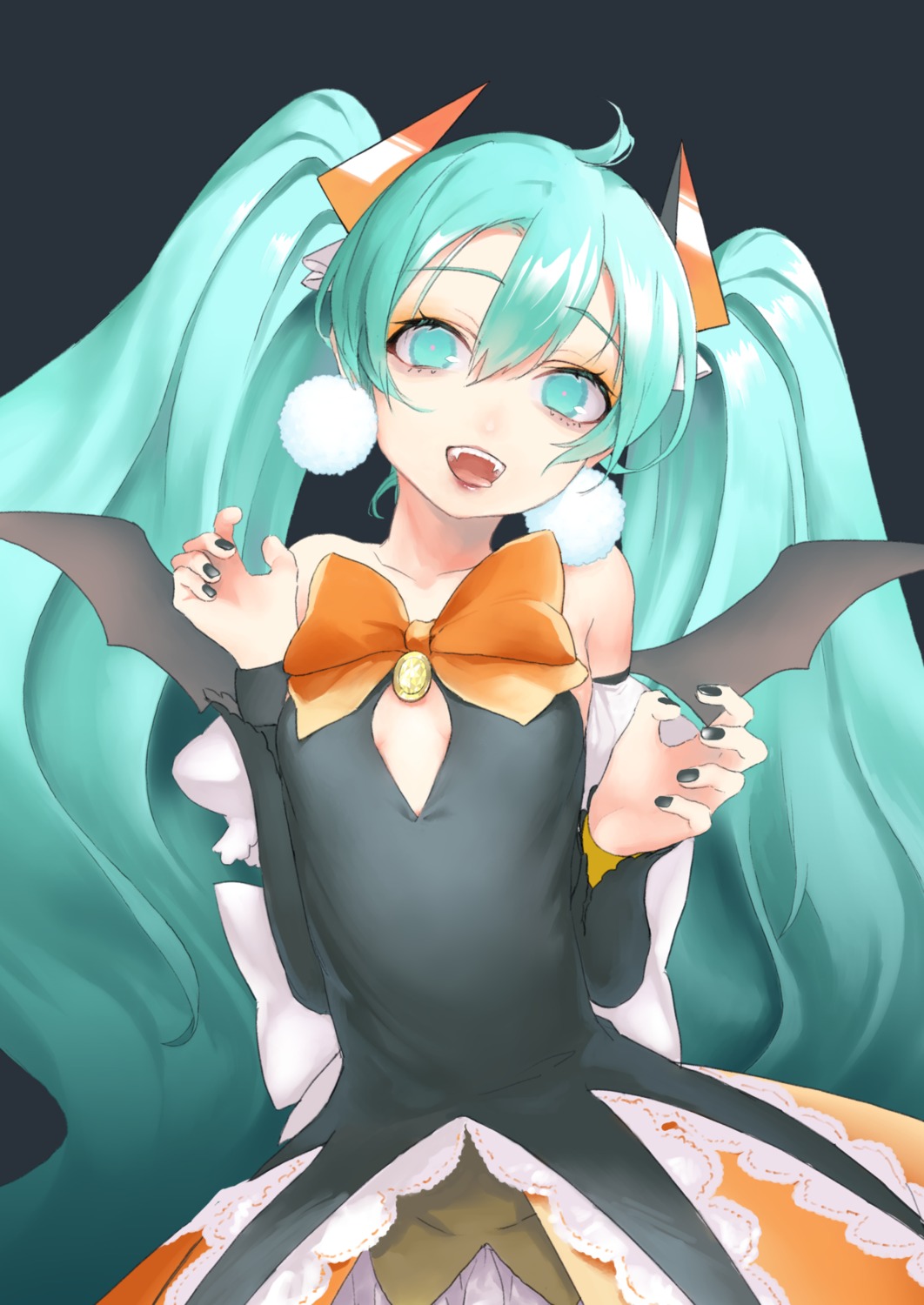 cleavage halloween hatsune_miku no_bra rsk_(tbhono) vocaloid wings