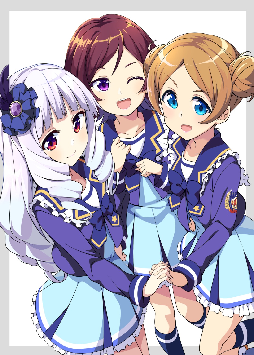 aikatsu! aikatsu_stars! ashida_yuri katsura_miki seifuku shirogane_lilly wara