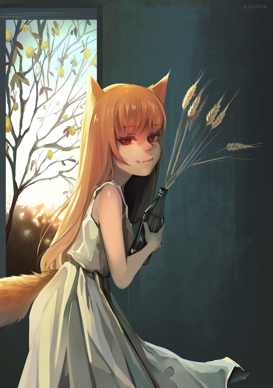 animal_ears dress erroten holo spice_and_wolf tail