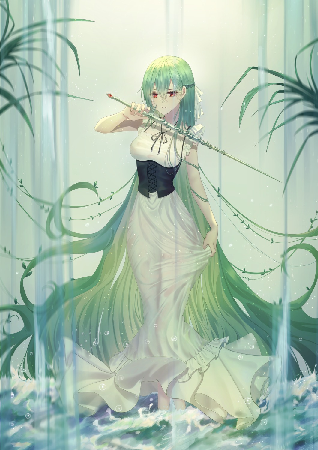 boori988 dress see_through sword wet wet_clothes