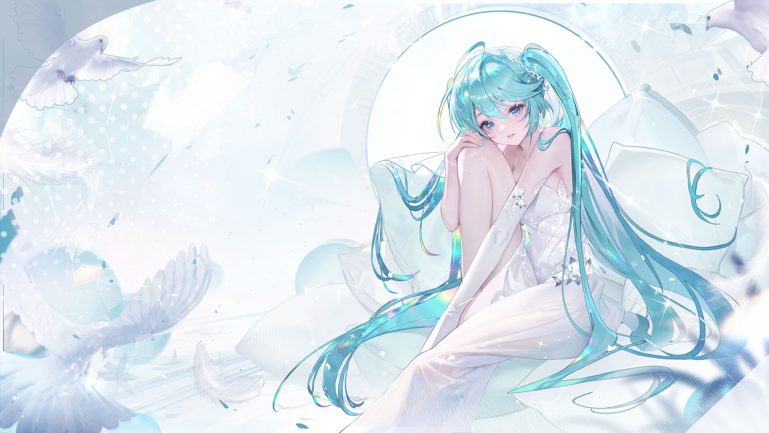 dress hatsune_miku jie_xiaoming no_bra vocaloid