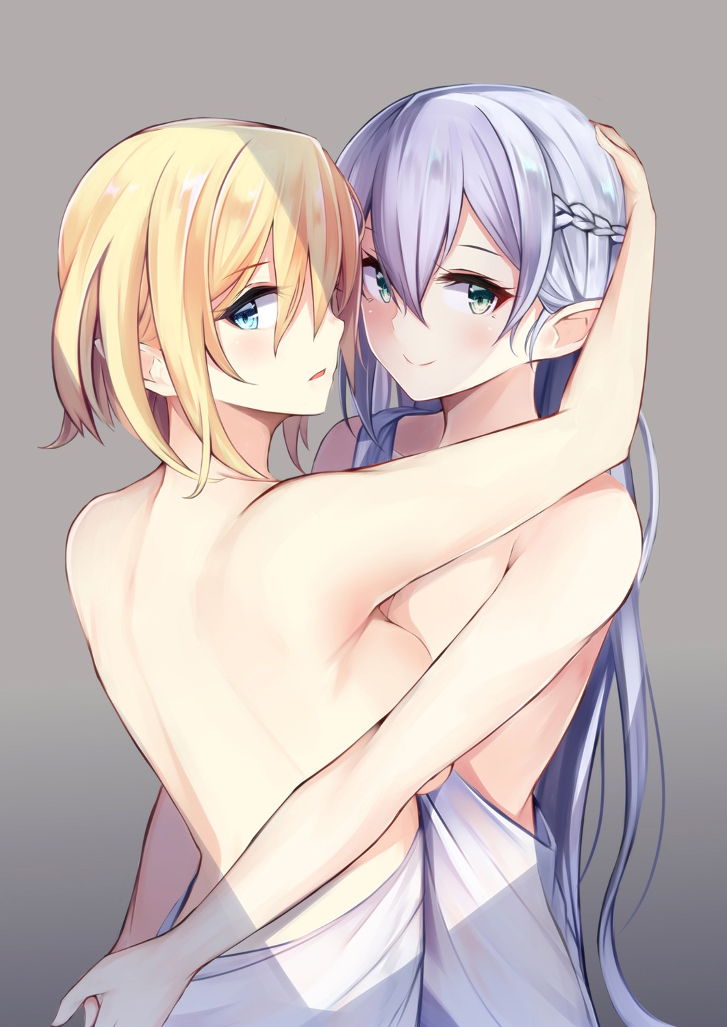 naked pointy_ears see_through sheets symmetrical_docking tagme yuri