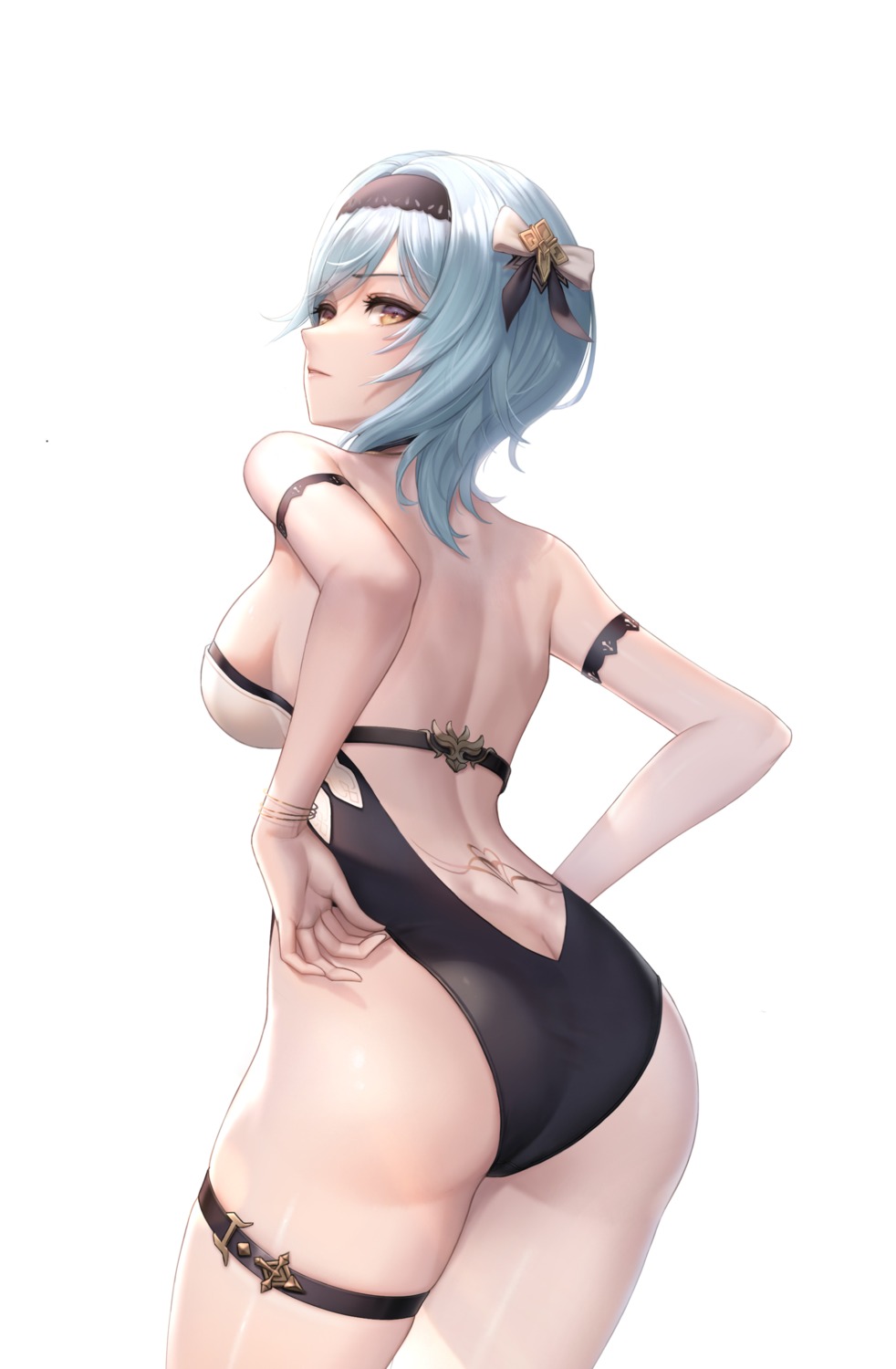 ass eula garter genshin_impact kie_(wylee2212) swimsuits